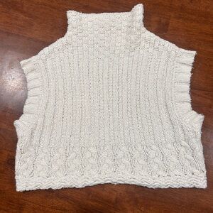 Free People Chunky Cable Knit Cropped Oatmeal Coastal Preppy Spring Layer Vest